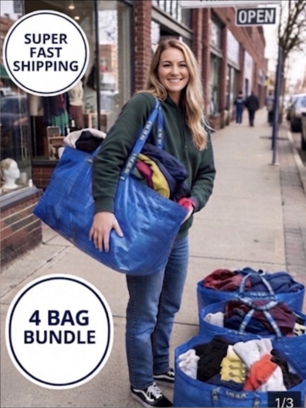IKEA Frakta Bags, Big Blue Bags, 4 bags included